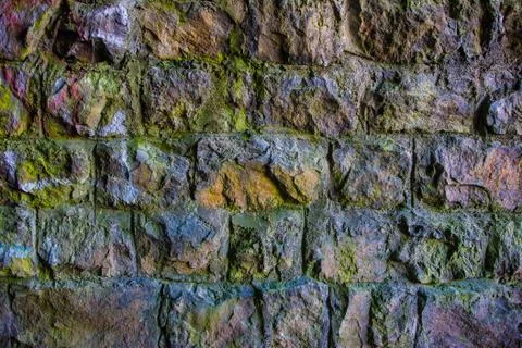 Texture background of Brickwork from old colored bricks Stock Photos