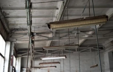 Texture background of ceiling of an abandoned factory Stock Photos