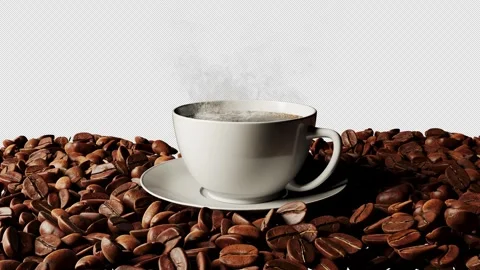Texture, background, a cup of aromatic, hot coffee with steam coming out Stock-Footage 306574333