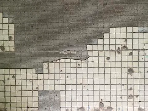 Texture, background, destroyed mosaic wall Stock Photos