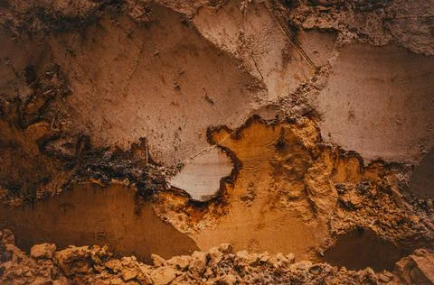 Texture background of heterogeneous sand on a quarry Stock Photos
