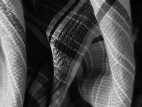 Texture, background, pattern, silk fabric, black and white lines, checkered.. Stock Photos