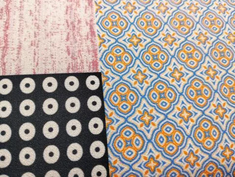 Texture, background, pattern. Silk fabrics of different shades Stock Photos