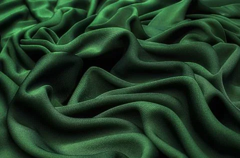 Texture, background, pattern. Texture of green silk or cotton or wool fabric. Stock Photos