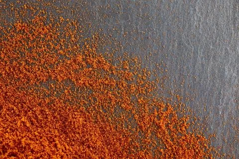 Texture background. Red chilli pepper powder. Top view Stock Photos
