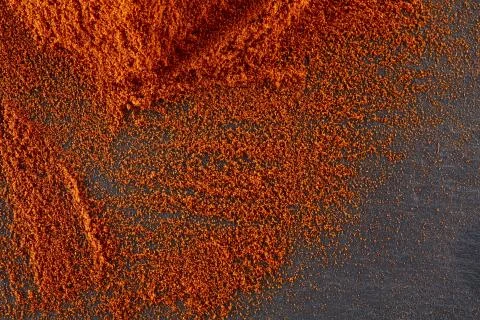 Texture background. Red chilli pepper powder. Top view Stock Photos
