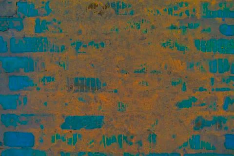 Texture of the background wall. blue brick with cement plaster. grunge 스톡 사진