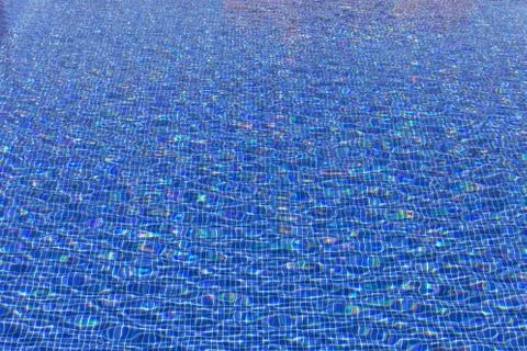 Texture background of water in blue pool. Stock Photos
