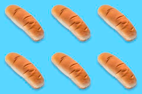 Texture background with white breads for hot dogs and sandwiches Stock Photos