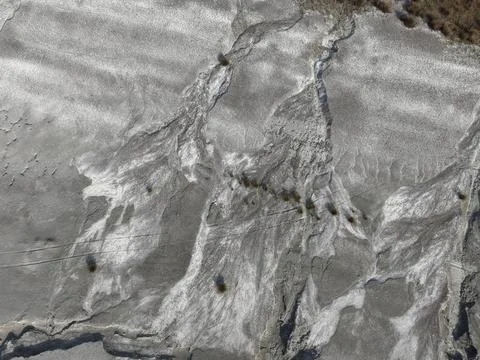 Texture, background.aerial view coastli. view from a drone of a lake in the Fotos Stock