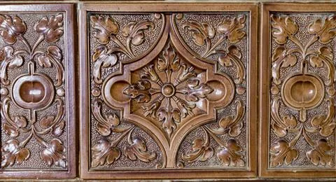 Texture, backgrounds brown ceramic tiles on a stove for heating. Close-up tex Stock Photos
