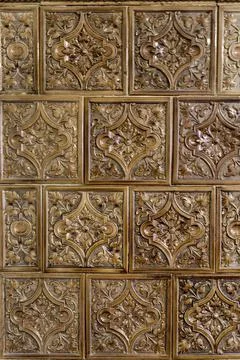 Texture, backgrounds brown ceramic tiles on a stove for heating. Close-up tex Stock Photos