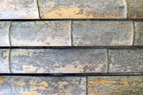 Texture of bamboo trunks top view. Stock Photos