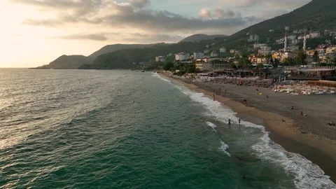 The texture of the beach in the evening Turkey Alanya Stock Footage 223466780