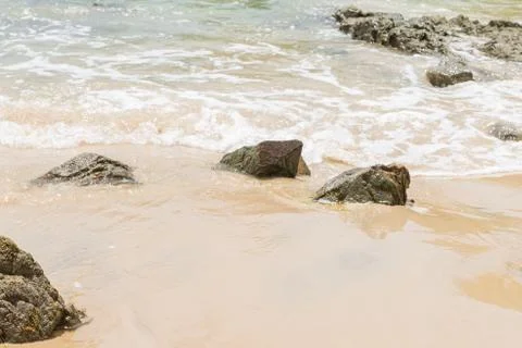 Texture beach sandy surface with ripples formed Stock Photos