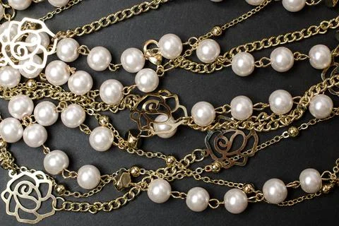 Texture of beads and chains Stock Photos