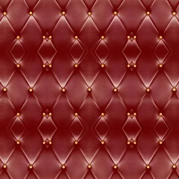Texture of beautiful deep red leather sofa with golden buttons use for backgr Stock Photos