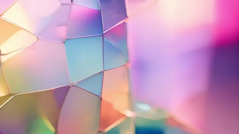Texture of beveled glass with a subtle, rainbowlike iridescence, giving it a Video stock 253926741