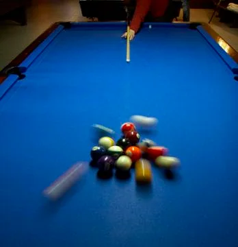 Texture billiard ball table blue colorful many Stock Photos