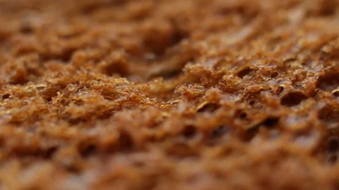 Texture of black bread rotating extreme close up, macro shot Stock Footage 83476772