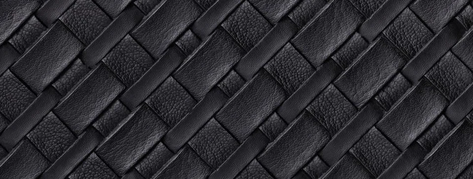 Texture of black leather background with wicker pattern, macro. Abstract back Stock Illustration