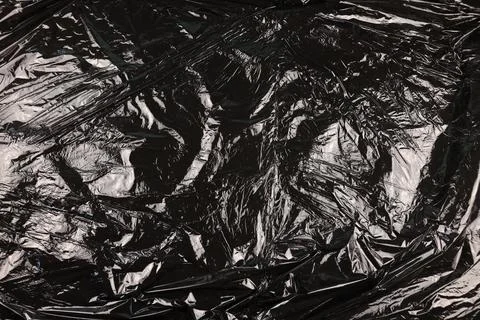 Texture of black plastic garbage disposable bag Foto stock