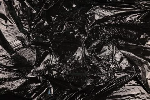 Texture of black plastic garbage disposable bag Foto stock