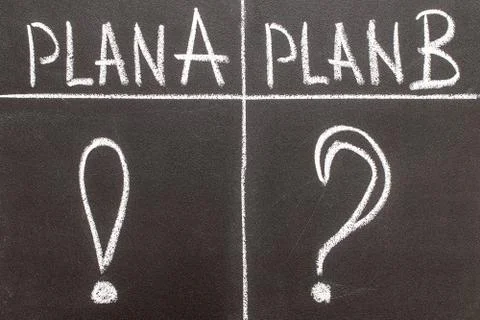 Texture of a blackboard with Plan A and Plan B. Correct solution Stock Photos