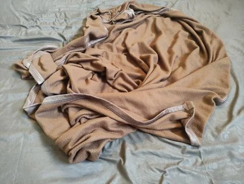 The texture of the blanket on the bed that has been slept Stock Photos