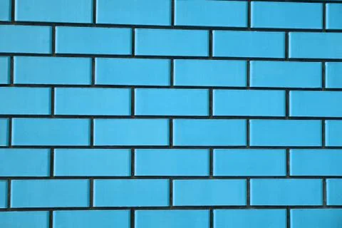 Texture of blue ceramic bricks Stockfoto's
