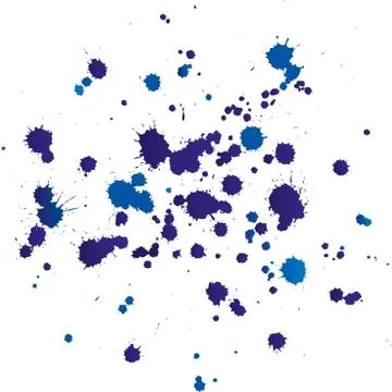 Texture of blue ink drops unsorted on blank paper. 스톡 일러스트