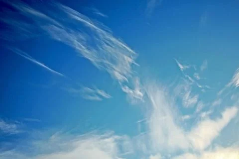 Texture of blue sky with light white clouds watercolor Stock Photos