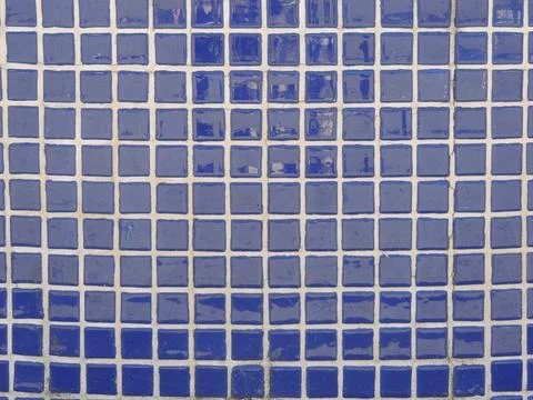 Texture of blue square tiles in mosaic decor Stock Photos