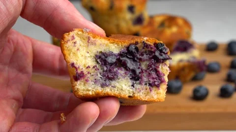 Texture of blueberry muffin close-up. Stock Footage 145913714