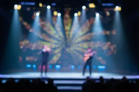 Texture blur and defocus, background. Stage light at a concert show. Stock Photos