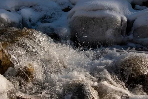 Texture of boiling water, waterfall, mountain river, Foto stock