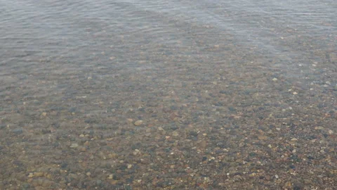 The texture of the bottom. Many small stones are visible under the clear water. Stock Footage 165070694