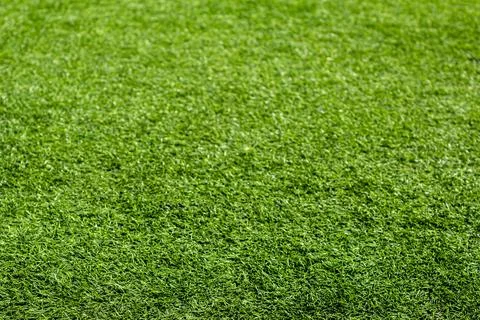 The texture of bright artificial green grass. Football field. Stock Photos