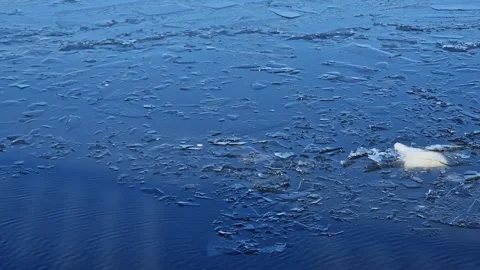 Texture of broken ice on river surface, close-up Stock Footage 346376130