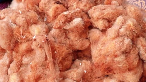 Texture of brown cotton. Cotton wool. Stock Footage 305816626
