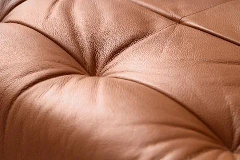 Texture of brown leather sofa, closeup Stock Photos