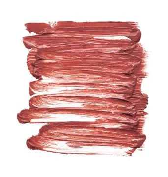 Texture of brown lipstick isolated on white. Smear of broken brown lip gloss Stock Photos