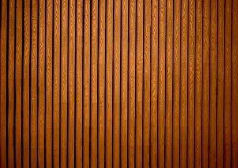 Texture of brown perpendicular slat wall. Stock Photos