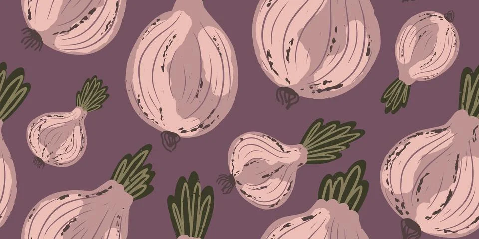 Texture bulbs. Vegetable pattern. Cartoon style. Hand drawn elements. Vector イラスト素材