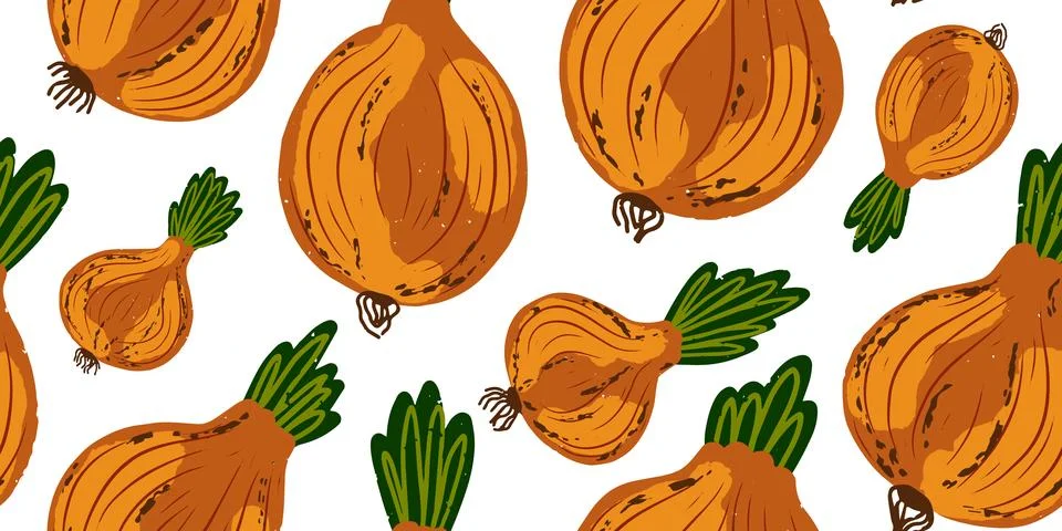 Texture bulbs. Vegetable pattern. Cartoon style. Hand drawn elements. Vector イラスト素材