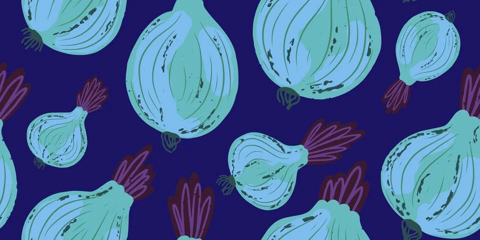 Texture bulbs. Vegetable pattern. Cartoon style. Hand drawn elements. Vector Stock Illustration