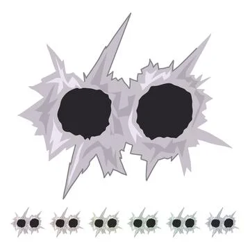 Texture bullet hole vector cartoon graphic Illustrazione stock