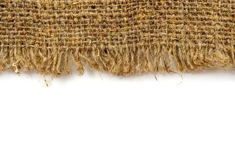 Texture of burlap on a white background close-up. Textile. fibers. Fabric wit Stock Photos