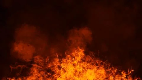 Texture of burn fire . Flames on isolated black background. Texture for flyer Stock Illustration