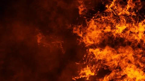 Texture of burn fire . Flames on isolated black background. Texture for flyer Stock Illustration